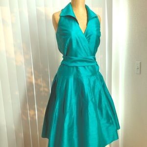 Silk SARA CAMPBELL blue wrap dress sleeveless 4